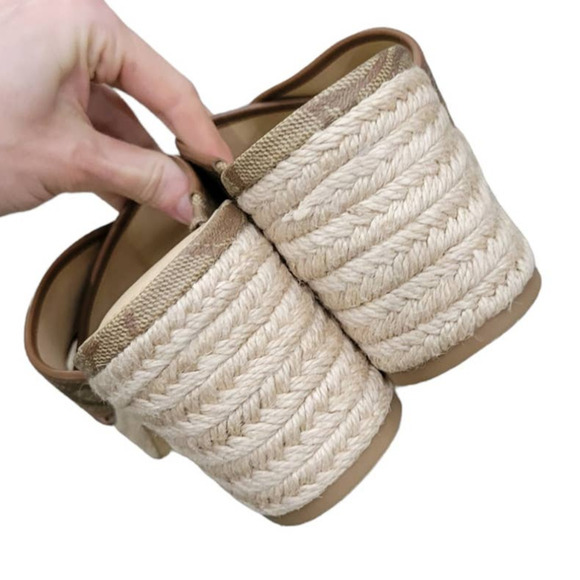 COACH Sloan Monogram Espadrille Slip On Block Heels Size 7.5 - Picture 7 of 9